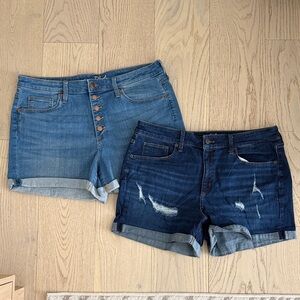 High Rose Midi Women's Two-Pair Denim Shorts — Light Blue & Dark Blue